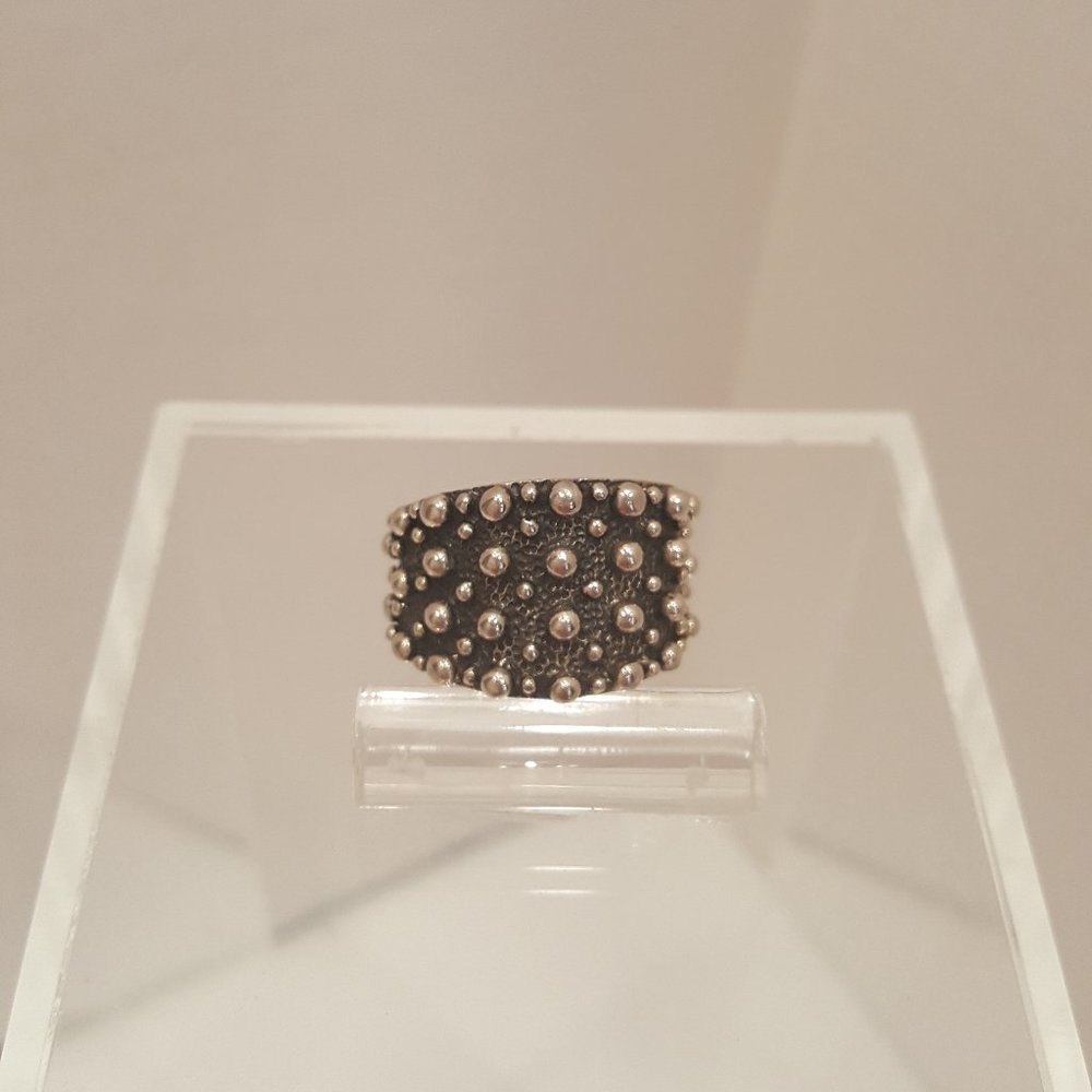 Knobby Texture Sterling statement Ring 10.5 sz 1/2 Wide Band